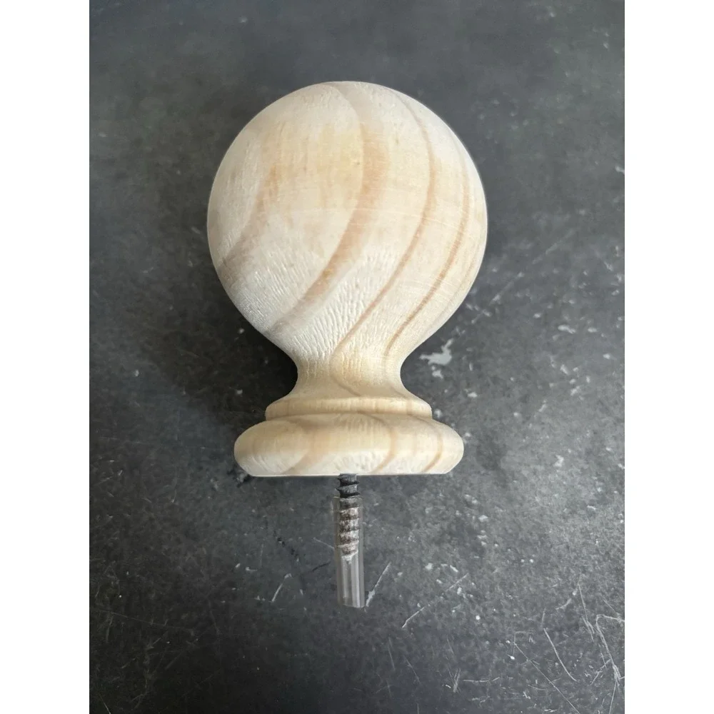 Wood Ball Finials for 1&3/8 inch Drapery Rods Unfinished Set Of 4 (2 Pair)